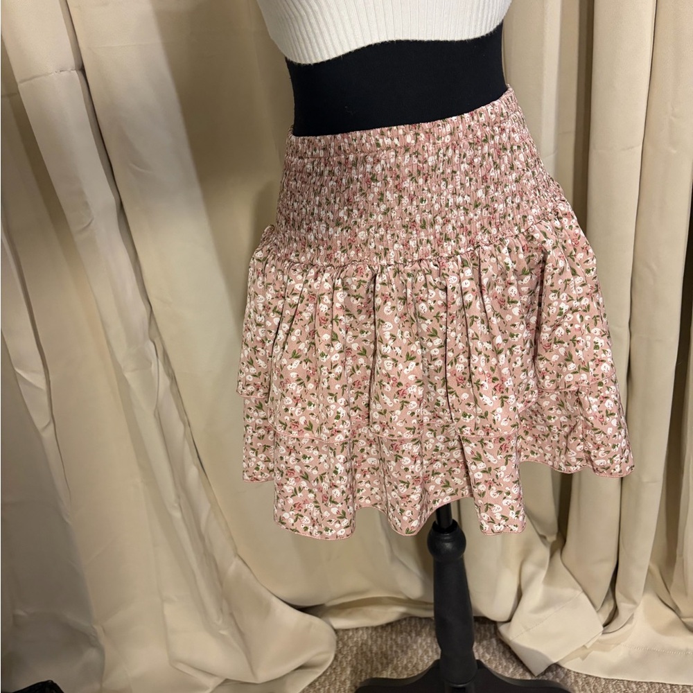SHEIN Pink Floral A-Line Skirt
